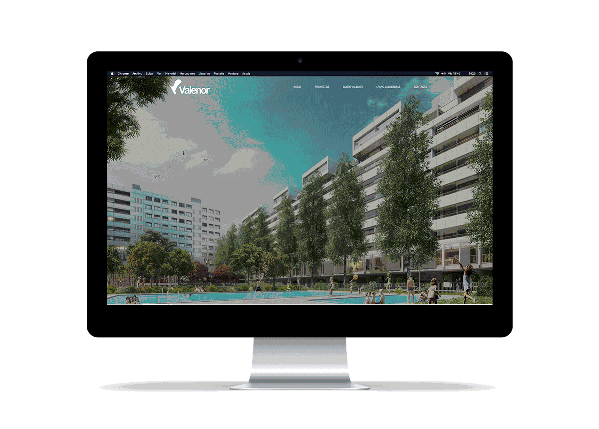 Captura de pantallas del Diseño y desarrollo web para Valenor